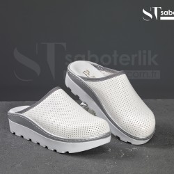 Ortopedik Beyaz Traktör Taban Sabo Terlik  