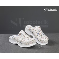 Klasik Çiçekli Ortopedik Bayan Sabo Terlik