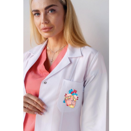 Fen Bilgisi öğretmeni önlüğü alpaka 1. kalite beyaz önlük baskılı