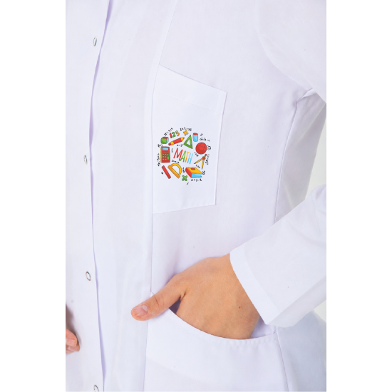Kadın matematik öğretmen önlüğü alpaka 1. kalite beyaz baskılı öğretmenler için hakim yaka önlük Kadın matematik öğretmen önlüğü alpaka 1. kalite beyaz baskılı öğretmenler için hakim yaka önlük