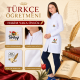 Kadın türkçe öğretmen önlüğü alpaka 1. kalite beyaz baskılı öğretmenler için önlük