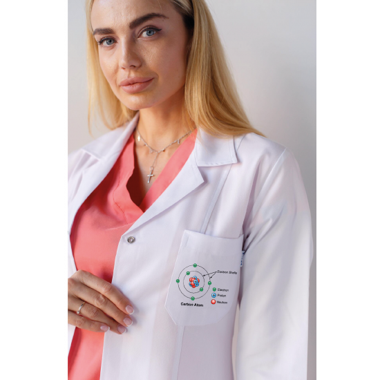 Kimya öğretmeni önlüğü alpaka 1. kalite beyaz önlük baskılı