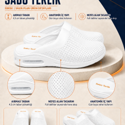 Erkek Airmax Beyaz Ortopedik Orijinal Sabo Terlik Erkek Airmax Beyaz Ortopedik Orijinal Sabo Terlik