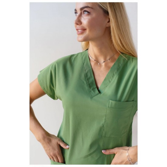Fıstık Yeşili Likralı Forma Takım Flex Kumaş Scrubs