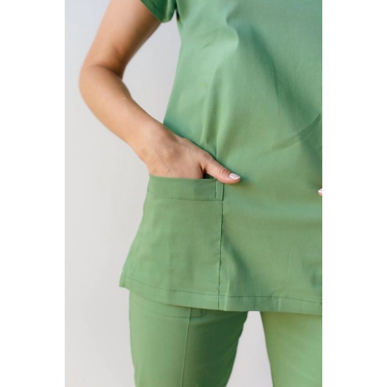 Fıstık Yeşili Likralı Forma Takım Flex Kumaş Scrubs