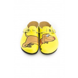 Mantar Taban Sarı Köpek Desenli Ortopedik Sabo Terlik