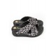 Gri Leopar Desenli Çapraz Air Sandalet Sabo Terlik