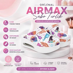 Kuaför Makyöz Desenli Ortopedik Airmax Sabo Terlik